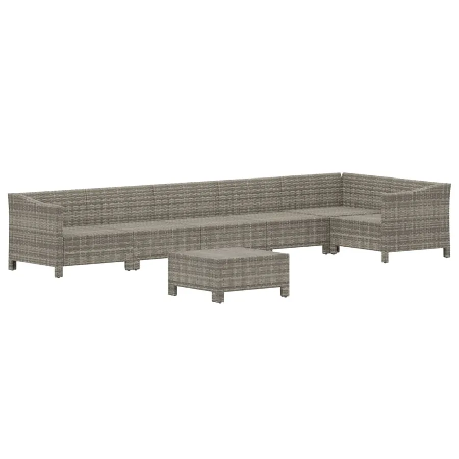 Salon de jardin 7 pcs avec coussins Gris Résine tressée - 4