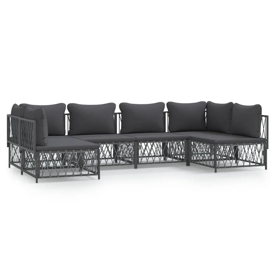 Salon de jardin avec coussins 6 pcs anthracite acier - 2