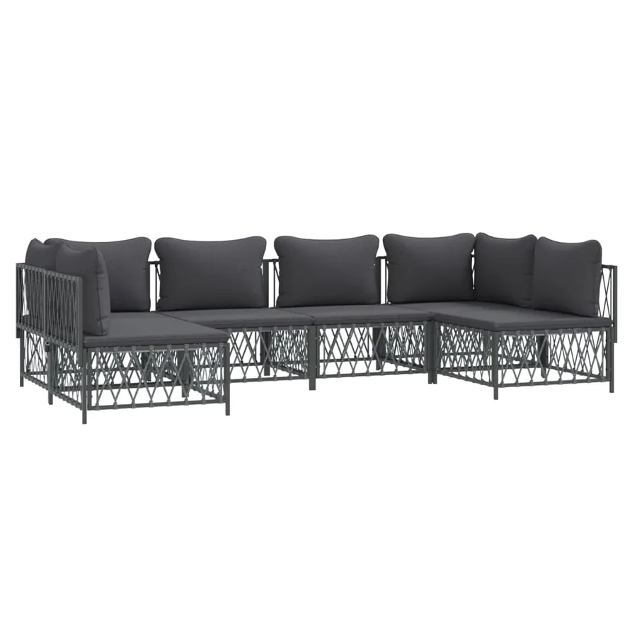 Salon de jardin avec coussins 6 pcs anthracite acier - 3
