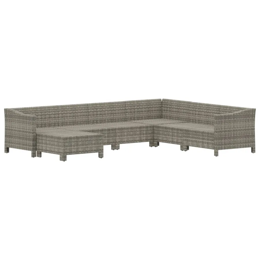 Salon de jardin 7 pcs avec coussins Gris Résine tressée - 4
