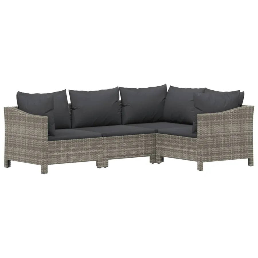 Salon de jardin 7 pcs avec coussins Gris Résine tressée - 5