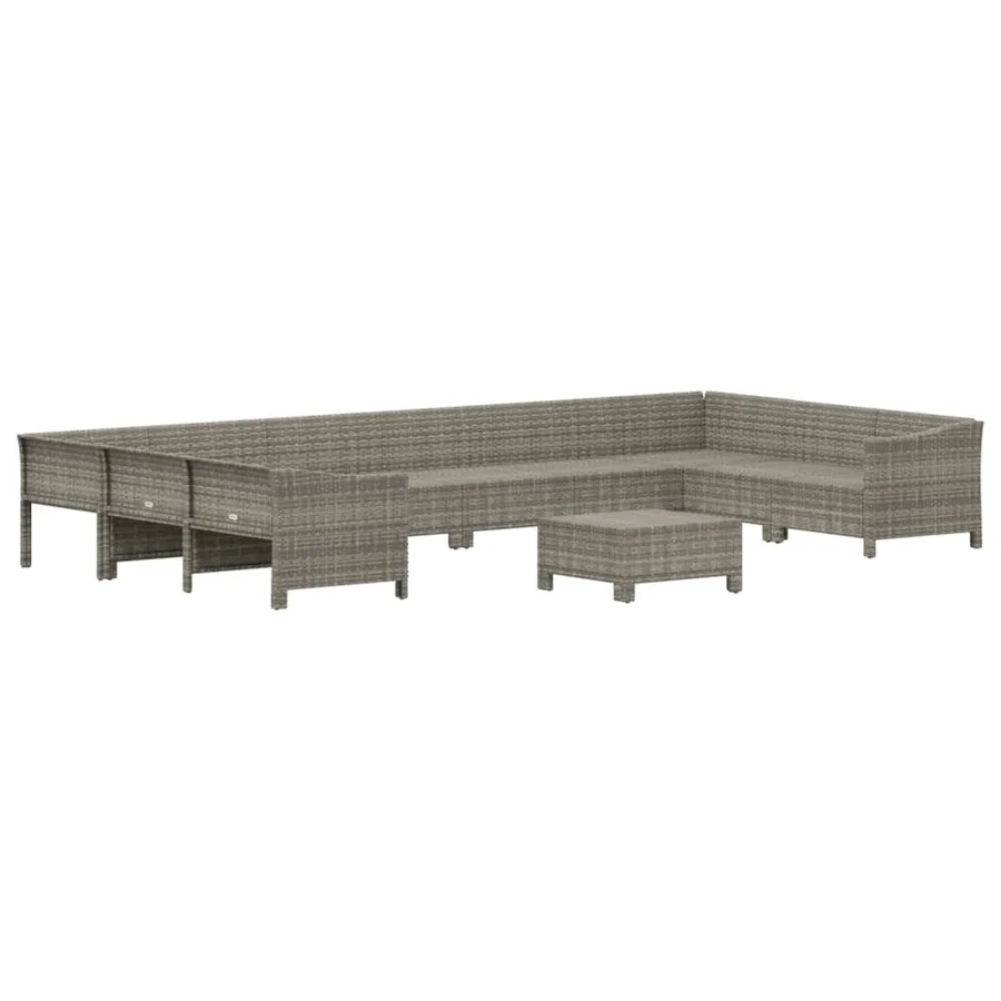 Salon de jardin 11 pcs avec coussins Gris Résine tressée - 4
