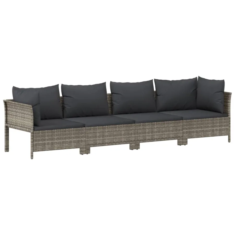 Salon de jardin 11 pcs avec coussins Gris Résine tressée - 6