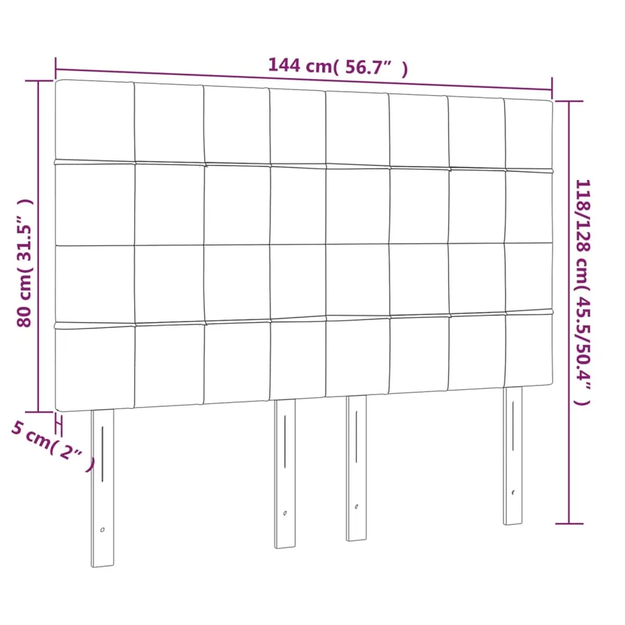 Tête de lit à LED Taupe 144x5x118/128 cm Tissu - 6