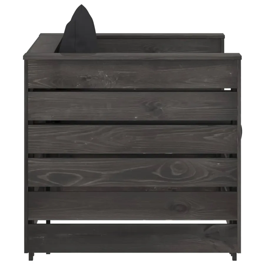 Salon de jardin 2 pcs avec coussins Bois imprégné de gris - 5