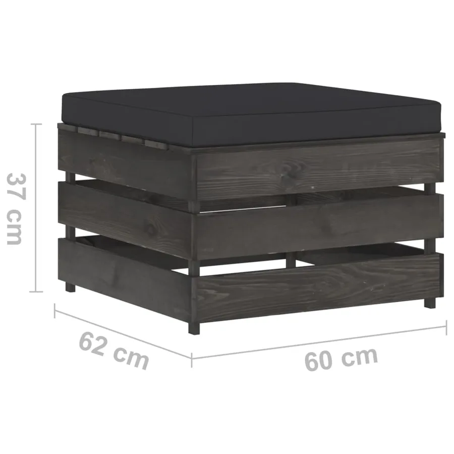 Salon de jardin 2 pcs avec coussins Bois imprégné de gris - 8