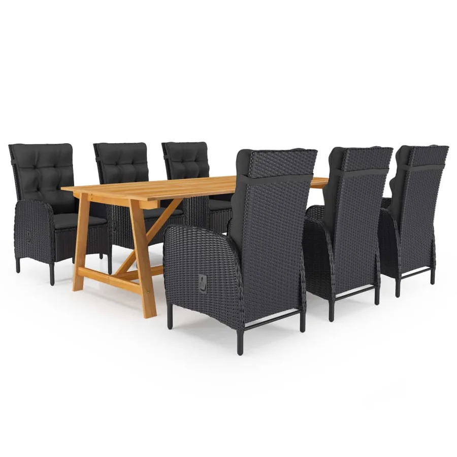 Ensemble à manger de jardin 7 pcs Noir