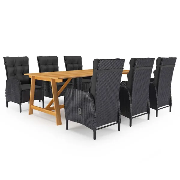 Ensemble à manger de jardin 7 pcs Noir