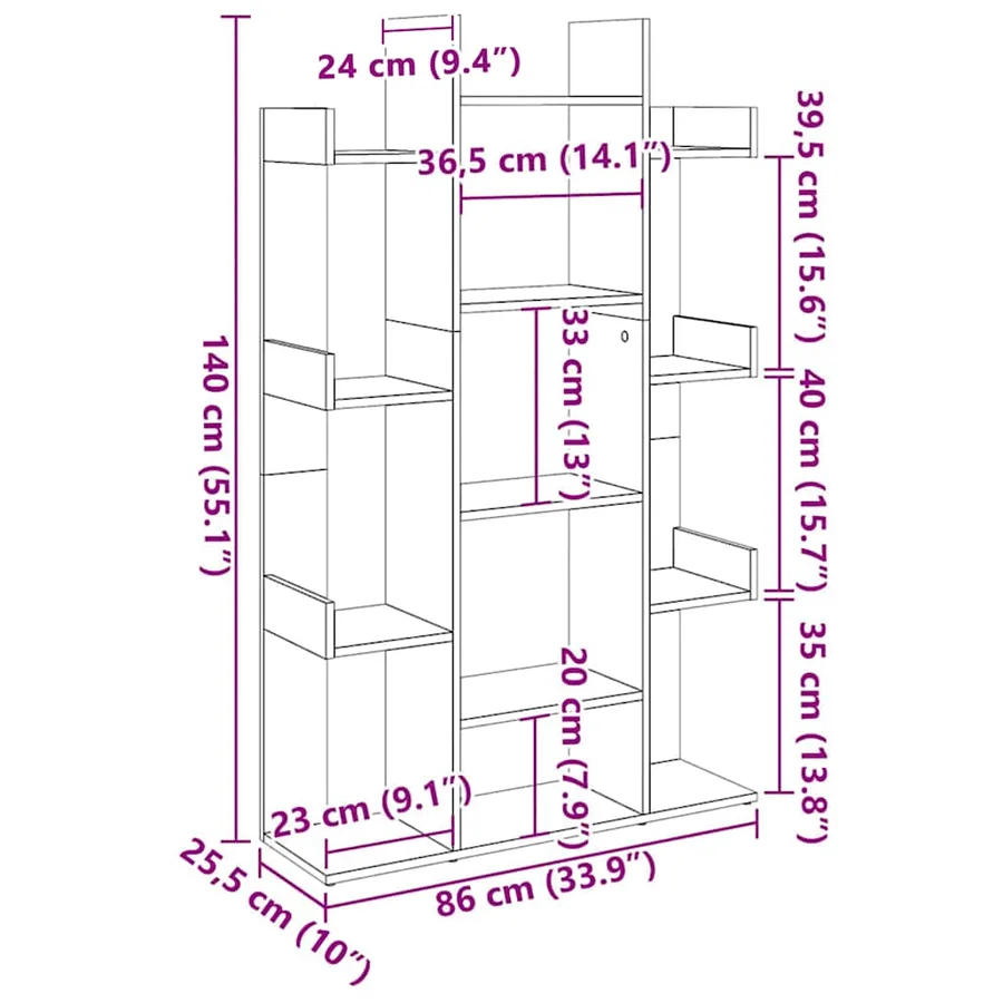 Bibliothèque Blanc 86x25,5x140 cm Bois d’ingénierie - 7