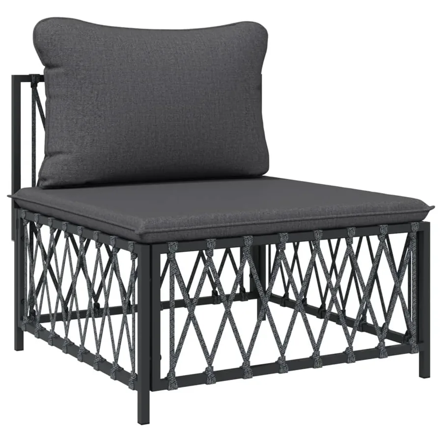 Salon de jardin avec coussins 3 pcs anthracite acier - 5