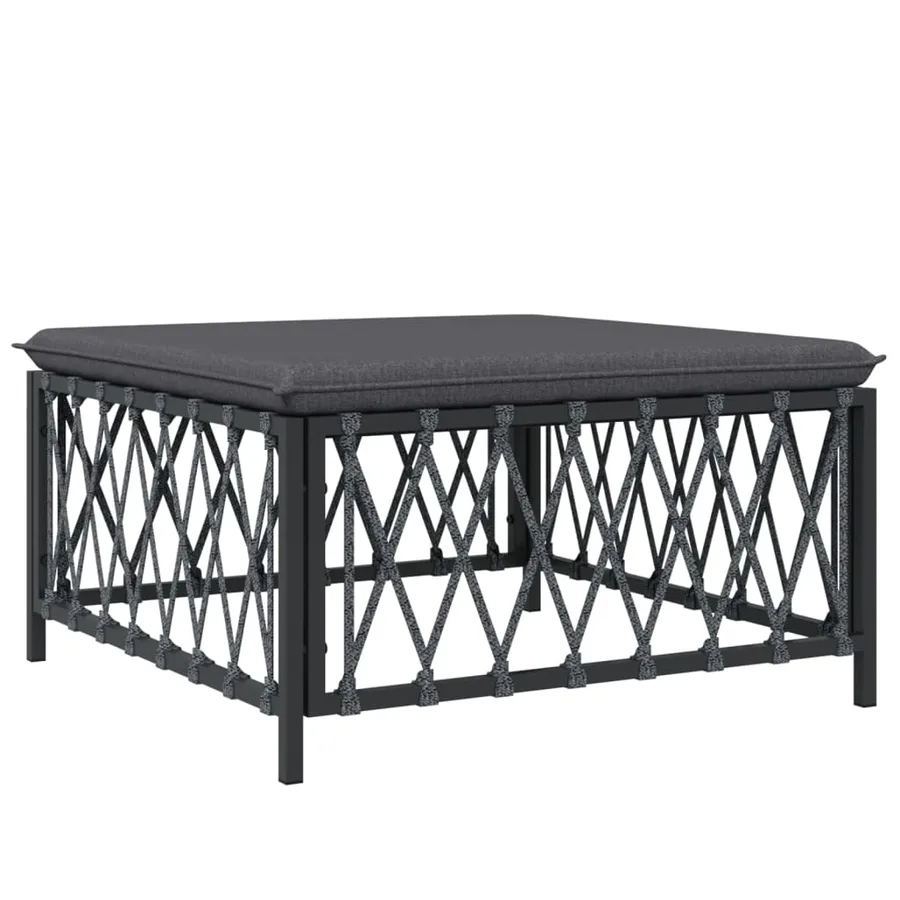 Salon de jardin avec coussins 3 pcs anthracite acier - 6