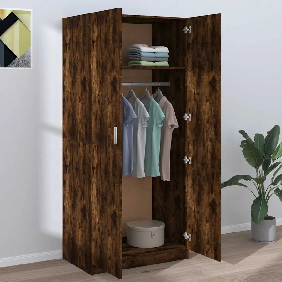 Garde-robe Chêne fumé 80x52x180 cm Bois d'ingénierie - 3