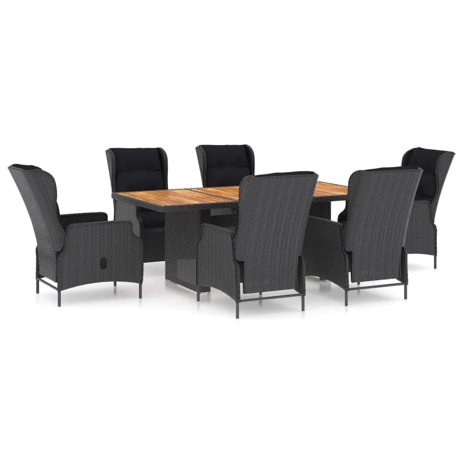 Ensemble à manger d'extérieur 7pcs et coussins rotin gris foncé - 2