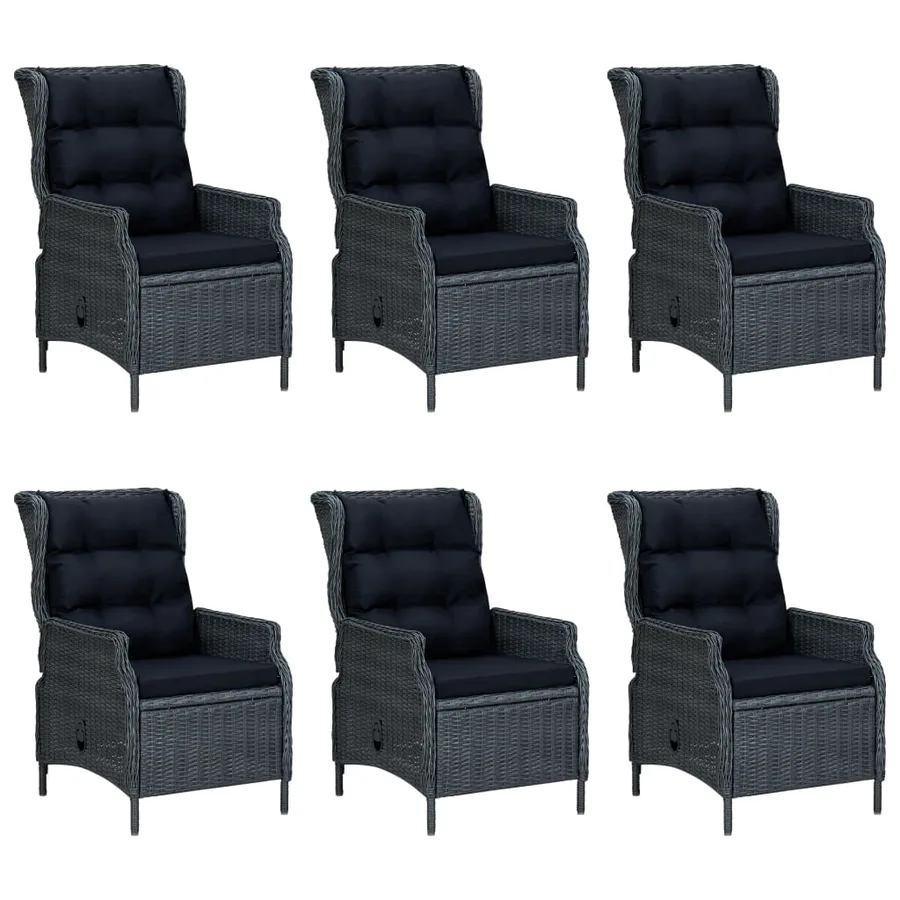 Ensemble à manger d'extérieur 7pcs et coussins rotin gris foncé - 3