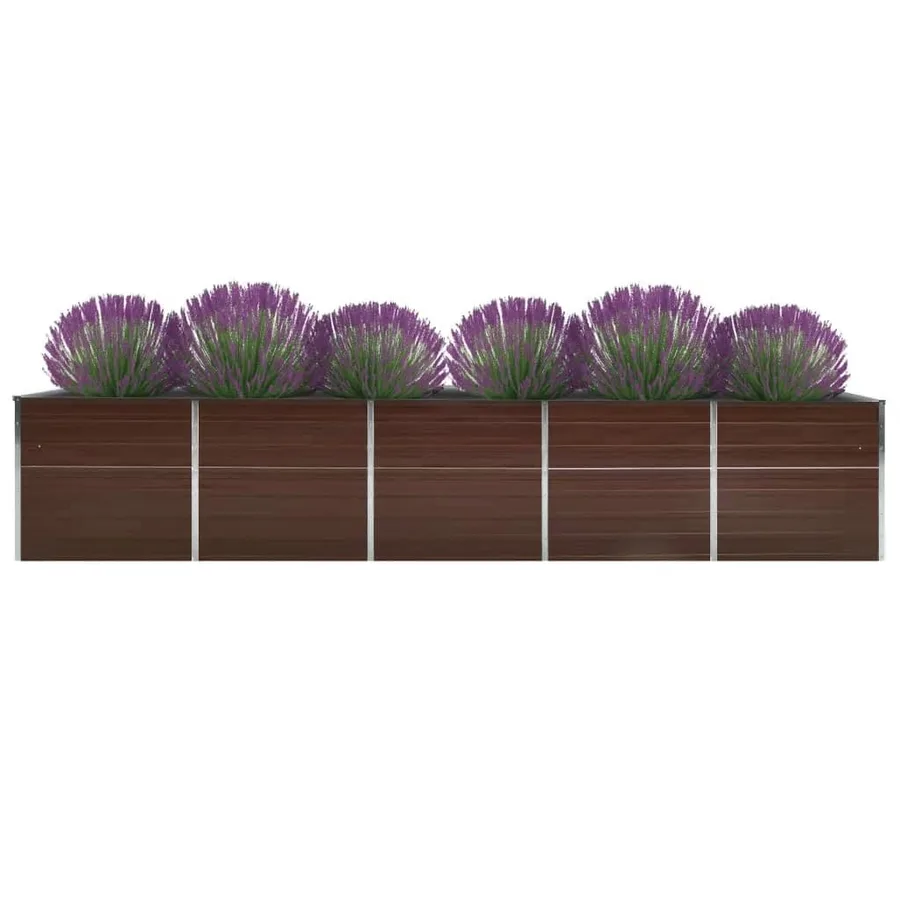 Lit surélevé de jardin Acier galvanisé 400x80x45 cm Marron - 2