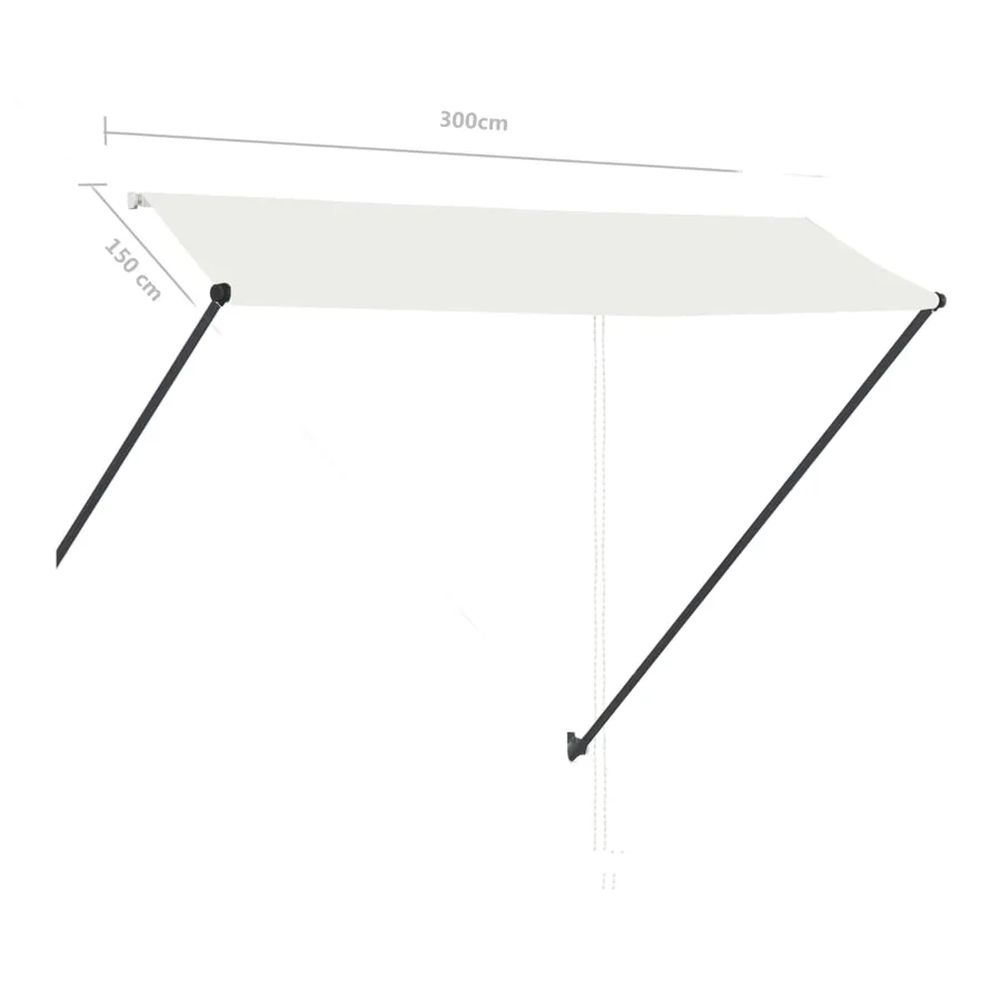 Auvent rétractable avec LED 300x150 cm Crème - 9