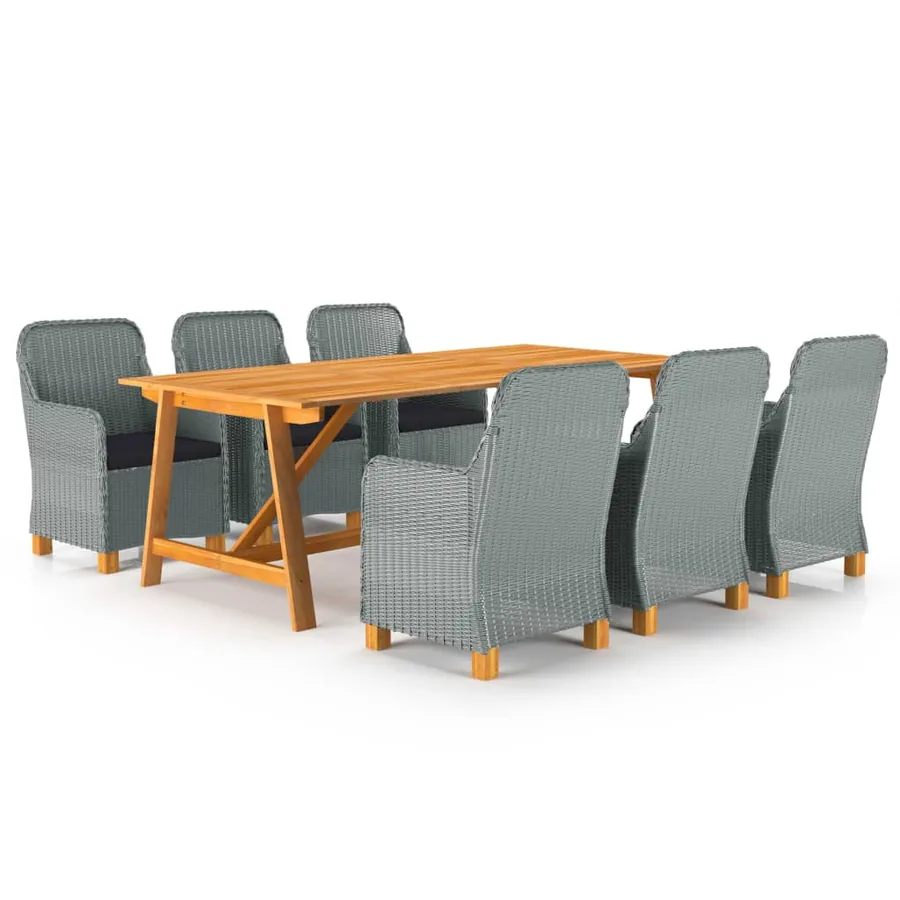 Ensemble à manger de jardin 7 pcs Gris clair