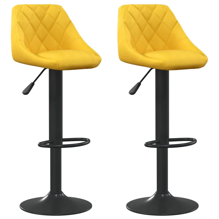 Tabourets de bar lot de 2 jaune moutarde velours - 2