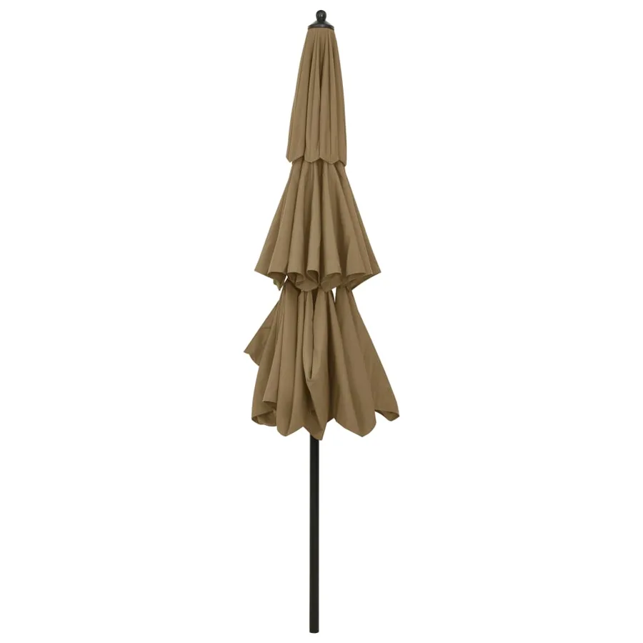 Parasol de jardin à 3 niveaux avec mât en aluminium taupe 3 m - 4