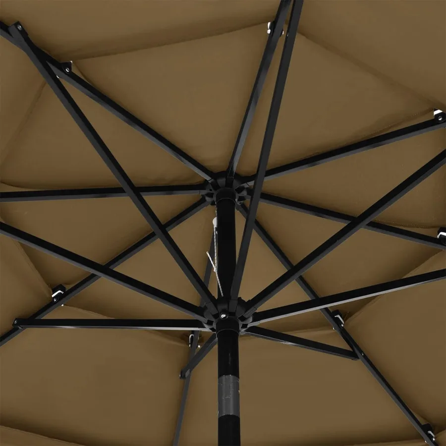 Parasol de jardin à 3 niveaux avec mât en aluminium taupe 3 m - 5