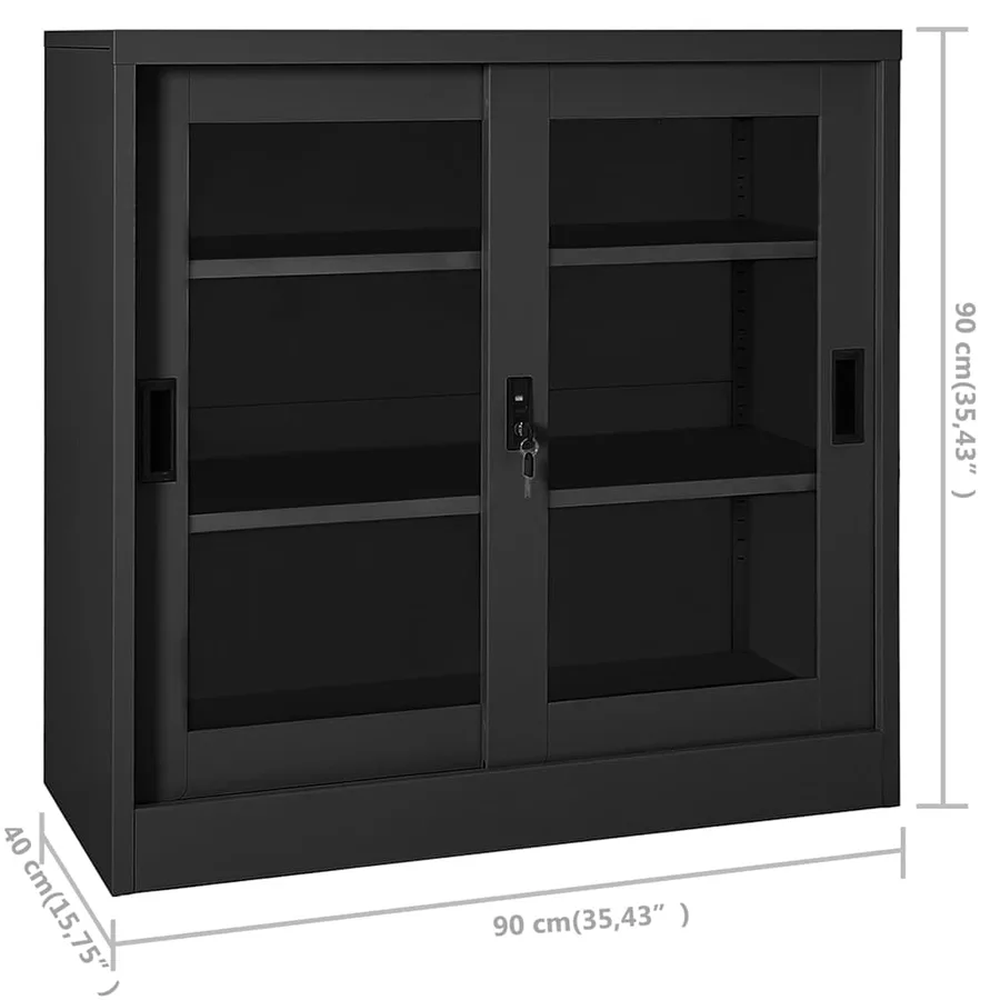Armoire à portes coulissantes Anthracite 90x40x90 cm Acier - 9