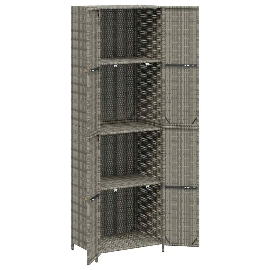 Armoire de rangement jardin Gris 59x40x180 cm Résine tressée - 5