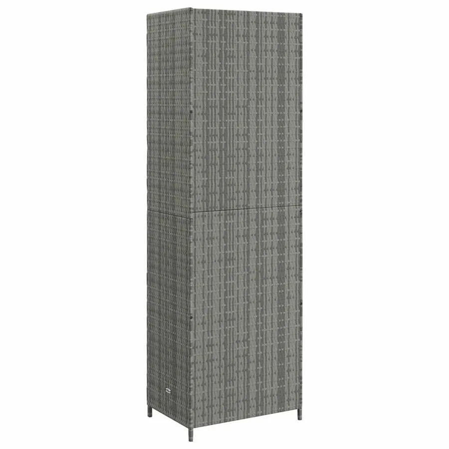 Armoire de rangement jardin Gris 59x40x180 cm Résine tressée - 8