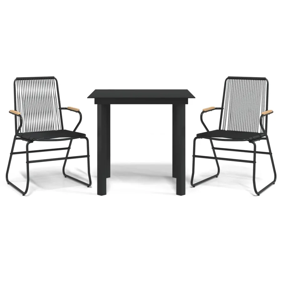 Ensemble à manger de jardin 3 pcs noir rotin PVC - 2