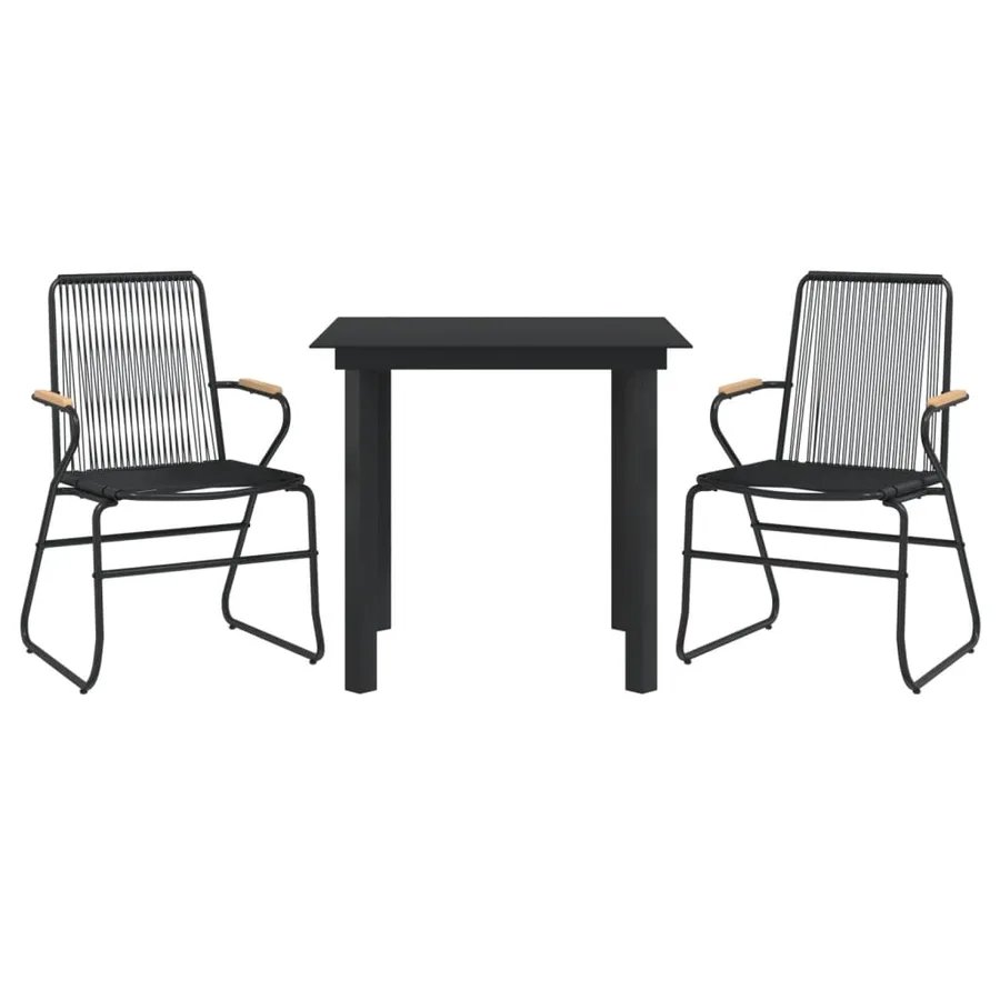 Ensemble à manger de jardin 3 pcs noir rotin PVC - 3