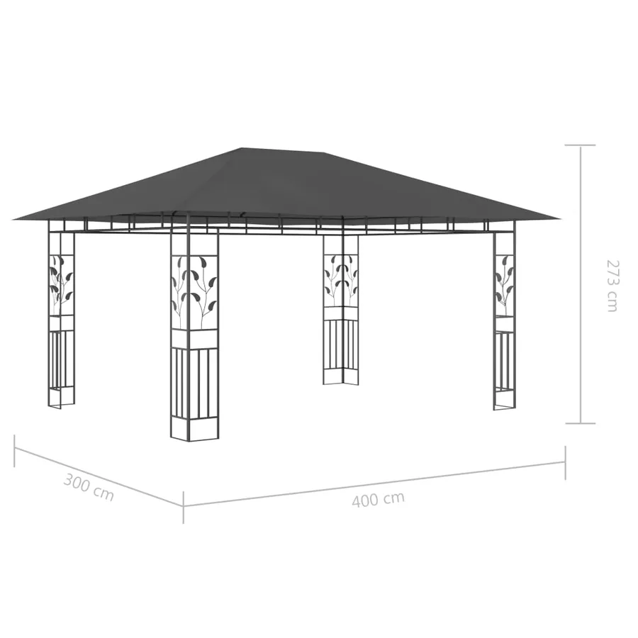 Tonnelle avec moustiquaire et lumières LED 4x3x2,73m Anthracite - 11