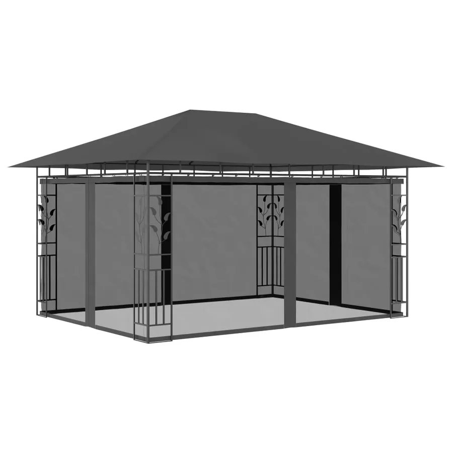 Tonnelle avec moustiquaire et lumières LED 4x3x2,73m Anthracite - 3