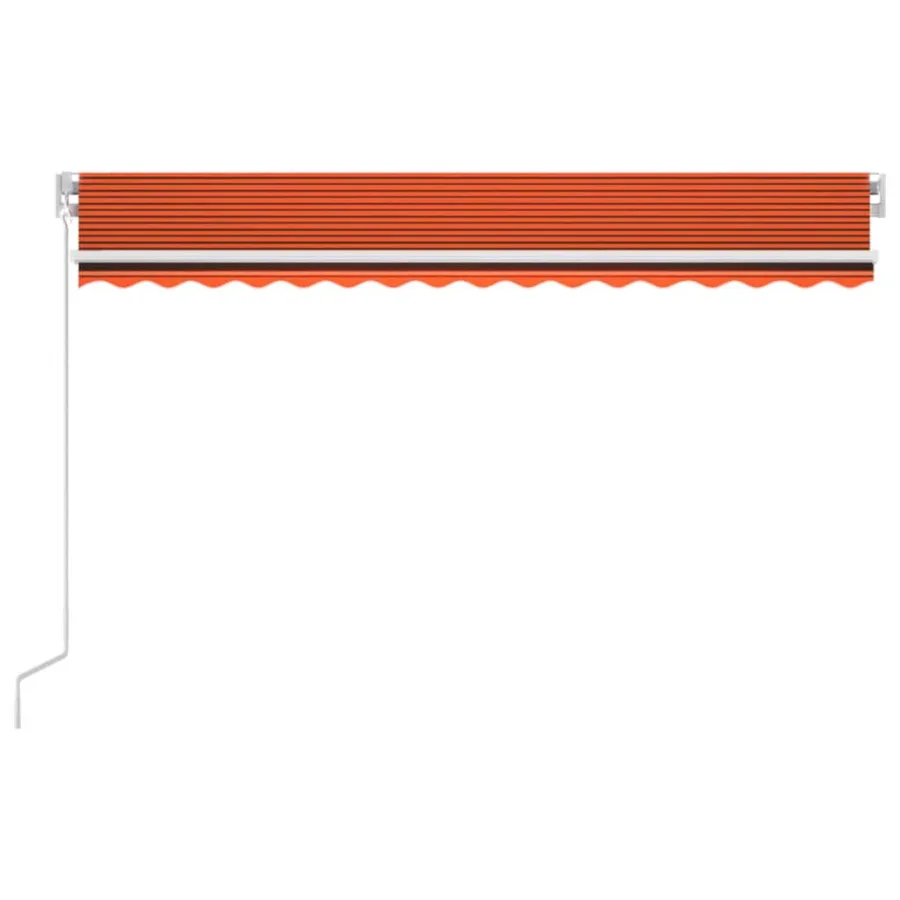 Auvent manuel rétractable avec LED 400x350 cm Orange et marron - 3