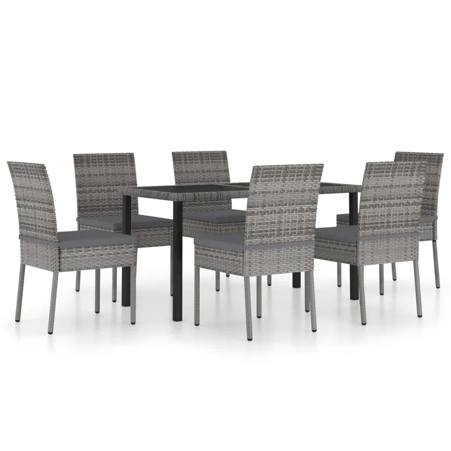 Ensemble à manger de jardin 7 pcs Résine tressée Gris - 2