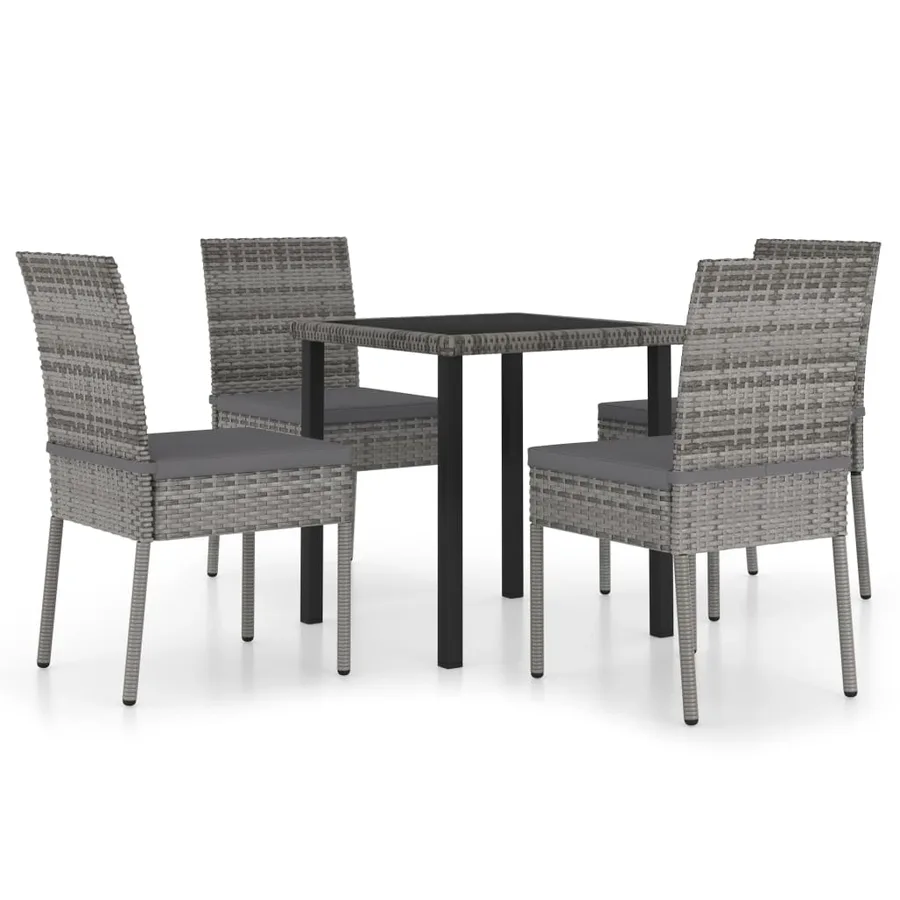 Ensemble à manger de jardin 5 pcs Résine tressée Gris - 2