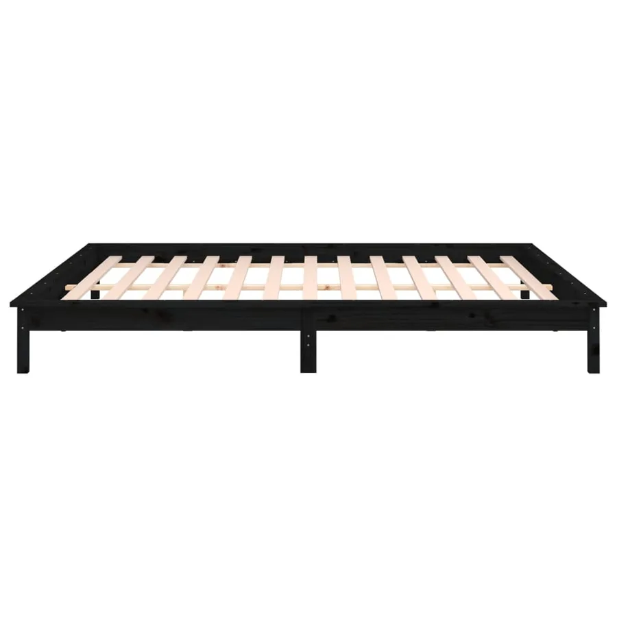 Cadre de lit à LED sans matelas noir 160x200 cm bois massif - 8