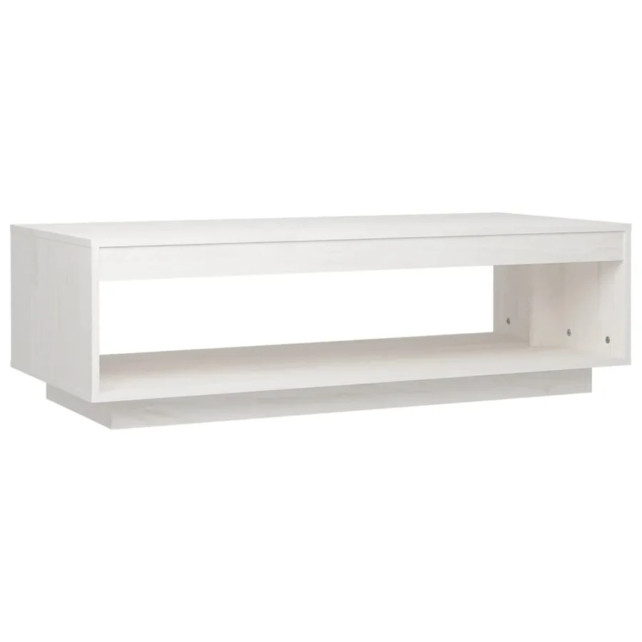 Table basse blanc 110x50x33,5 cm bois de pin massif - 2