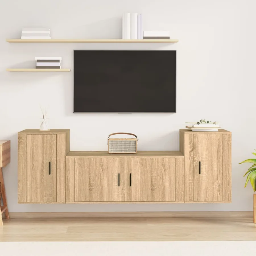 Ensemble de meubles TV 3 pcs Chêne sonoma Bois d'ingénierie