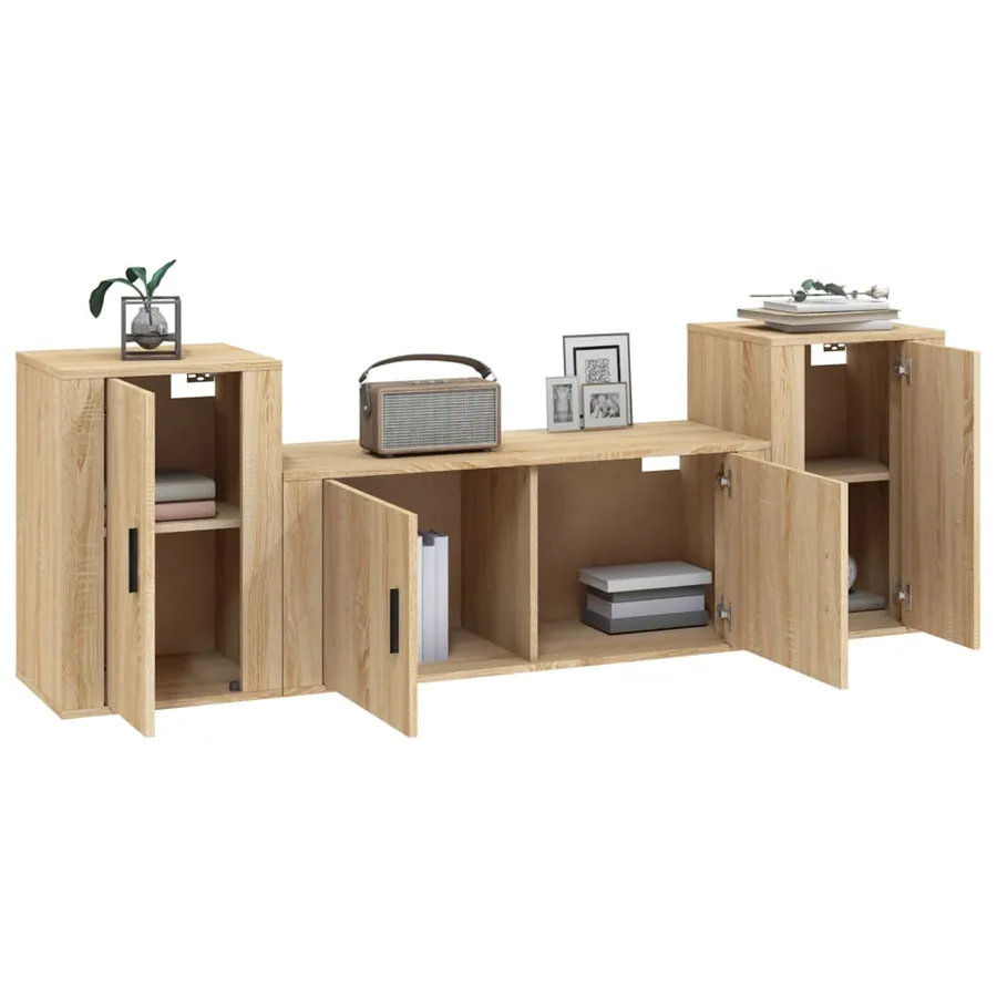Ensemble de meubles TV 3 pcs Chêne sonoma Bois d'ingénierie - 3