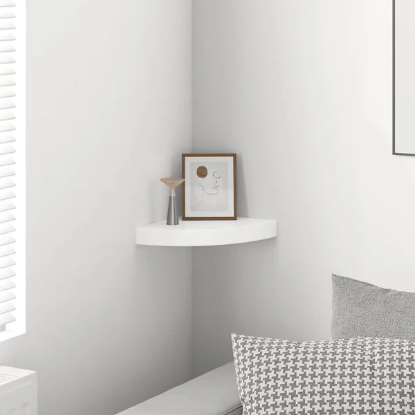 Étagère d'angle flottante Blanc brillant 25 x 25 x 3,8 cm MDF