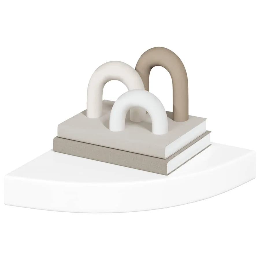 Étagère d'angle flottante Blanc brillant 25 x 25 x 3,8 cm MDF - 4