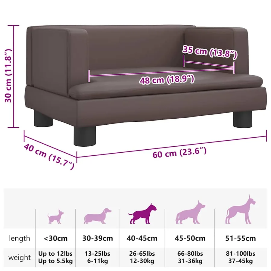 Lit pour chien marron 60x40x30 cm similicuir - 7