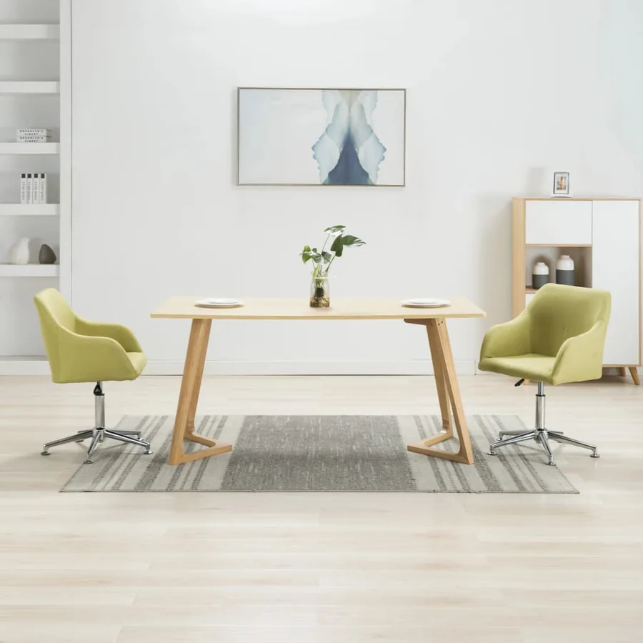 Chaises pivotantes à manger lot de 2 vert tissu