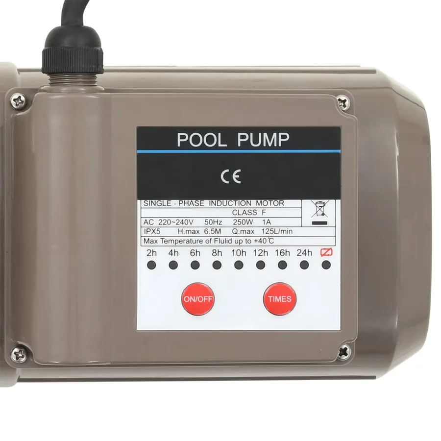 Pompe de piscine avec minuterie Noir 0,25 CH  8000 l / h - 9