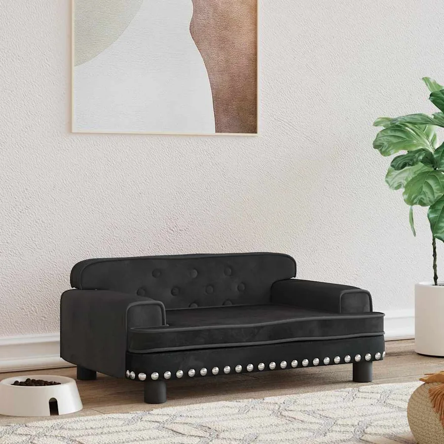 Lit pour chien noir 70x45x30 cm velours