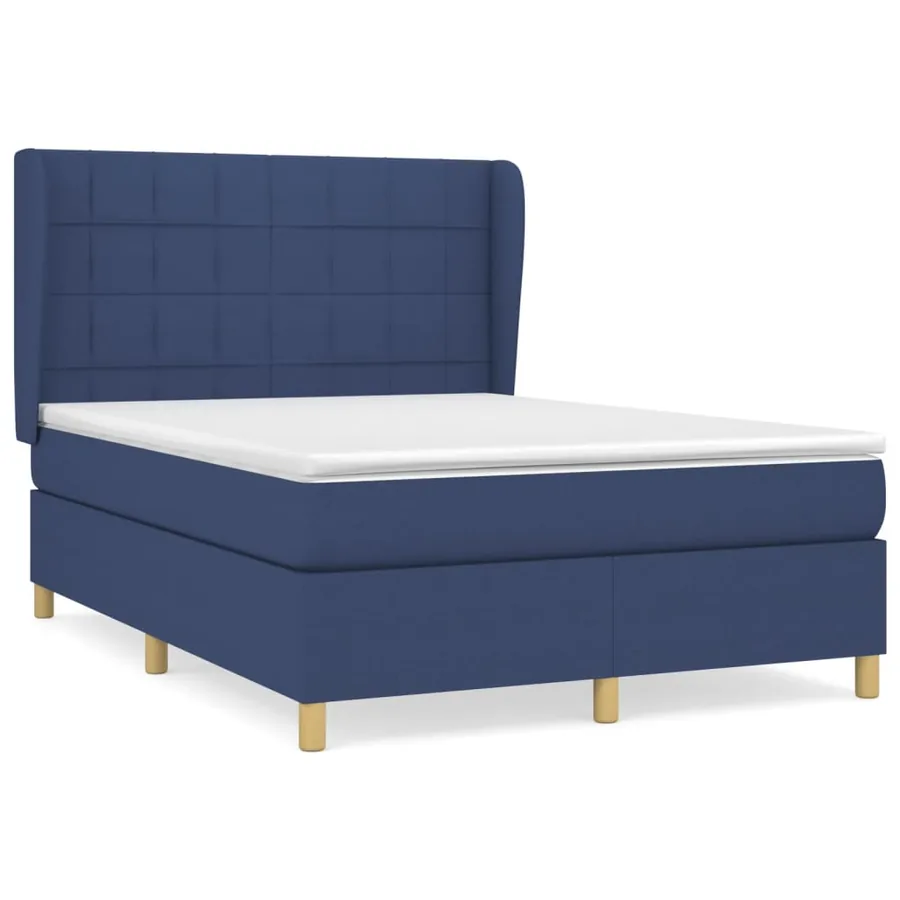 Sommier à lattes de lit avec matelas Bleu 140x190 cm Tissu - 2
