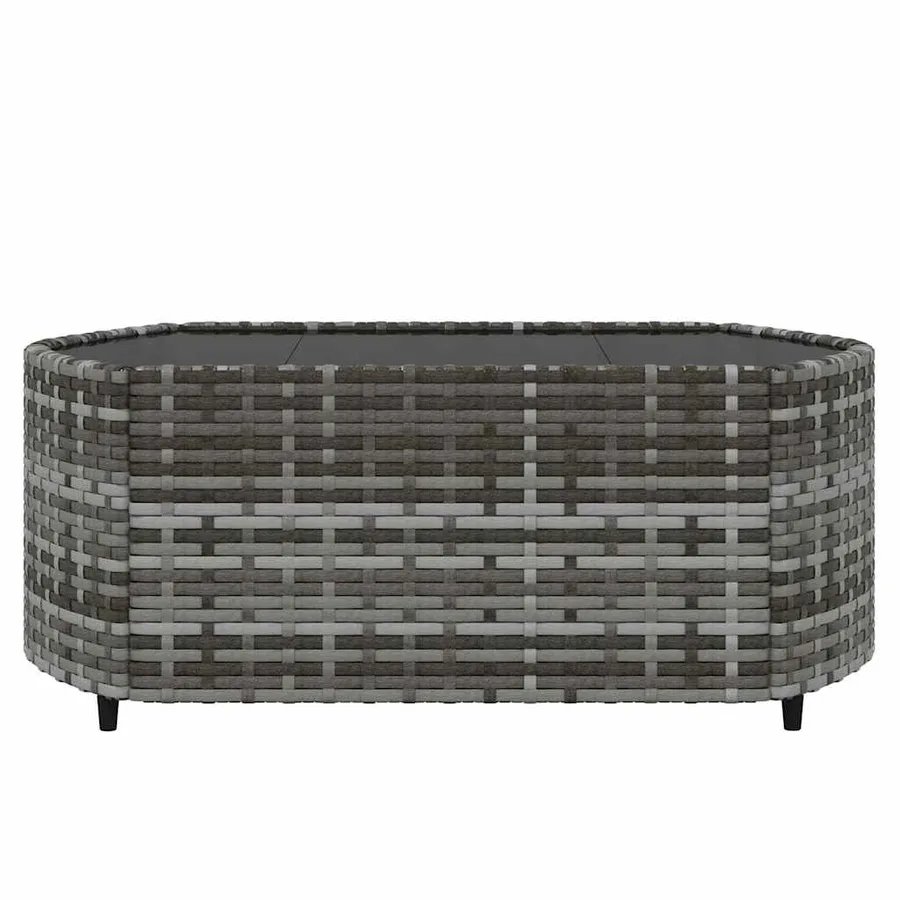 Salon de jardin 3 pcs avec coussins Gris Résine tressée - 6