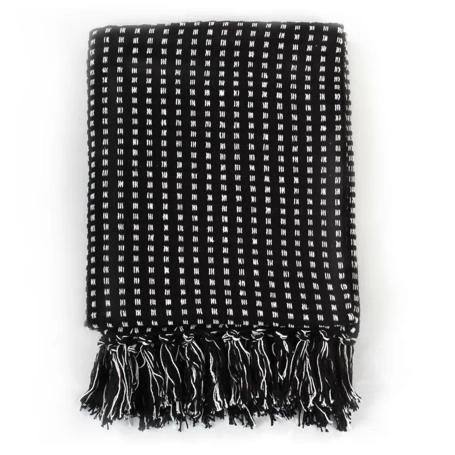 Couverture coton à carreaux 160x210 cm Noir - 2