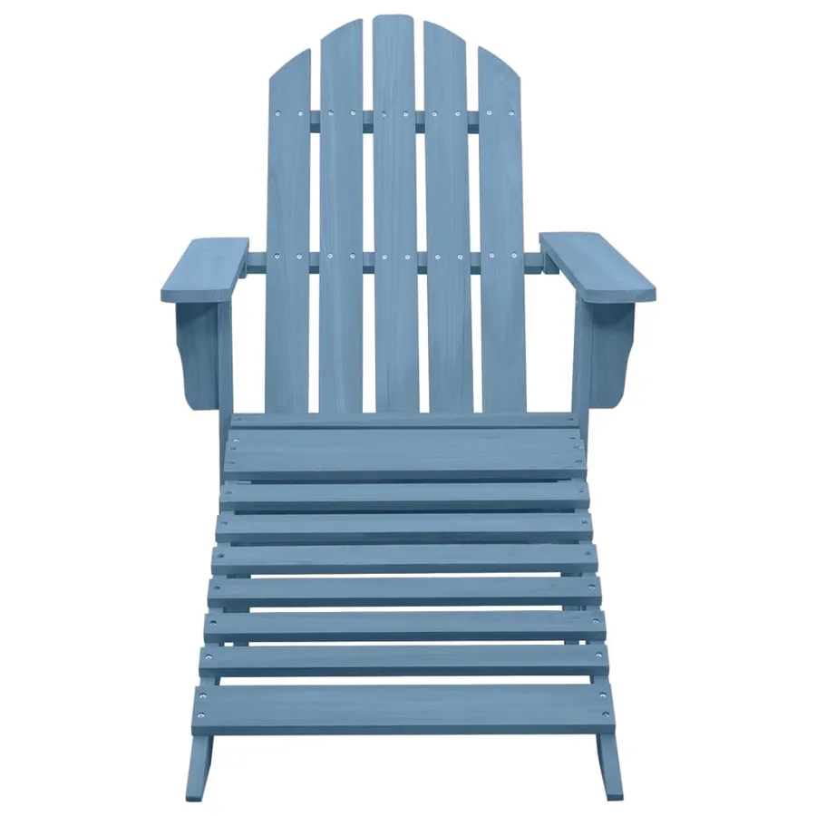 Chaise de jardin Adirondack avec pouf bois de sapin solide bleu - 2