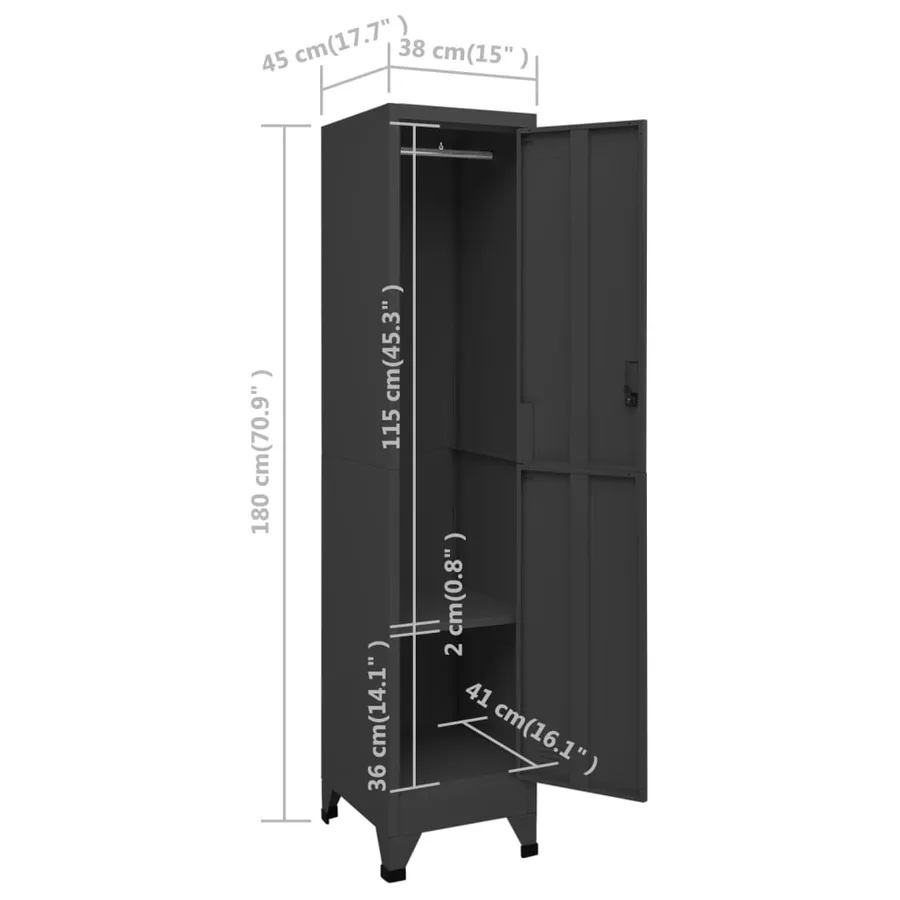 Armoire à casiers Anthracite 38x45x180 cm Acier - 8