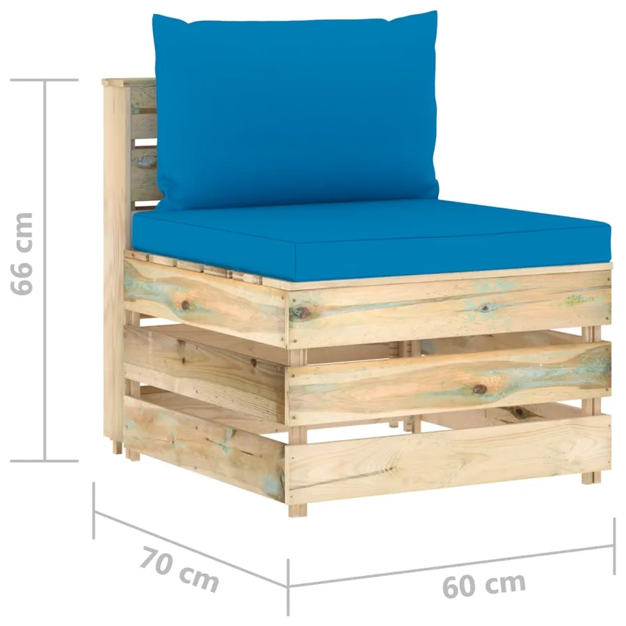 Canapé central sectionnel avec coussins Bois imprégné de vert - 6